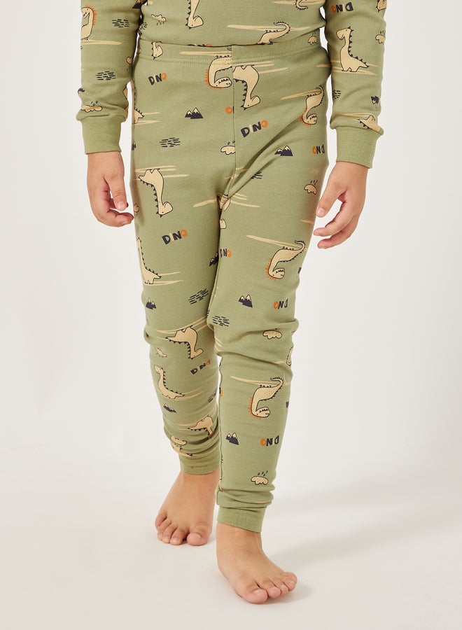 ستايلي طقم بيجامة وتيشيرت بياقة مستديرة بطبعة شاملة - Image 5