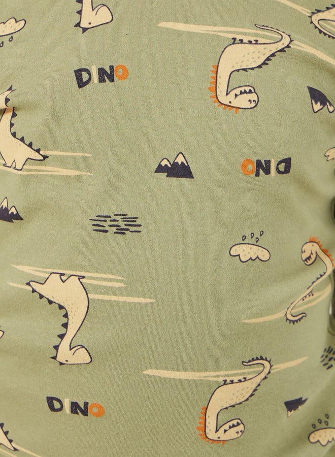 ستايلي طقم بيجامة وتيشيرت بياقة مستديرة بطبعة شاملة - Image 3