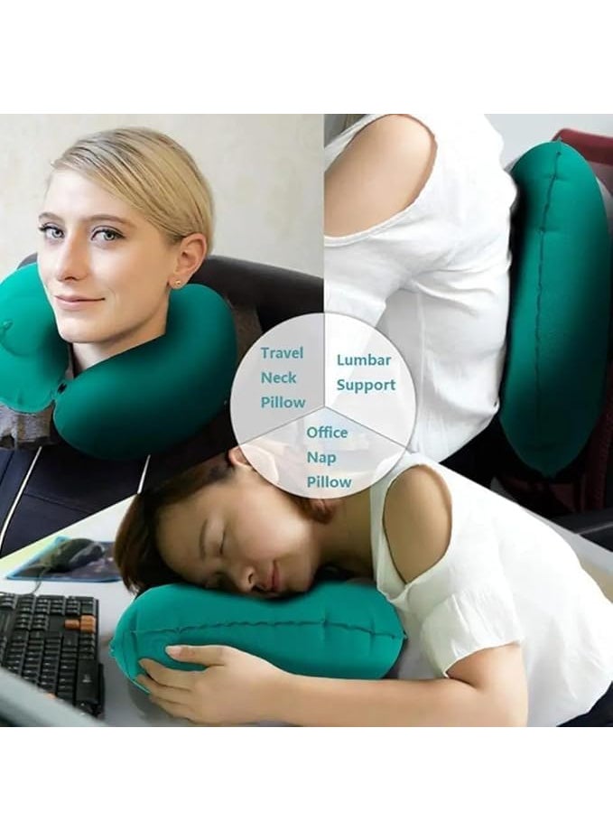 Orrda Orrda Neck Collar Air Cushion Self Inflating Button Travel Neck Pillow Inflatable Plane Car Train Pillow Portable Soft U Shaped Travel Pillow Pack of 1_Multicolor  - Image 3