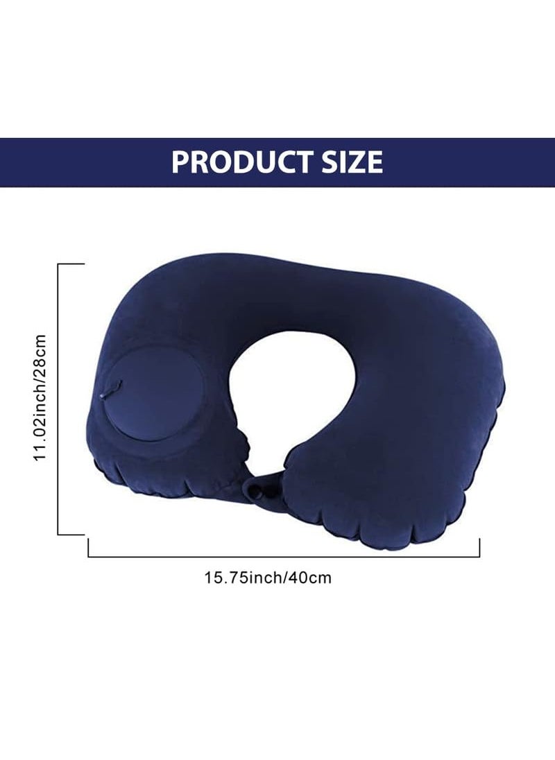 Orrda Orrda Neck Collar Air Cushion Self Inflating Button Travel Neck Pillow Inflatable Plane Car Train Pillow Portable Soft U Shaped Travel Pillow Pack of 1_Multicolor  - Image 2