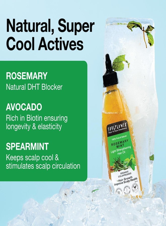 Soulflower Rosemary Hair Oil with Mint | Hair Growth, Hair Fall Control, Dandruff & Split Ends | With Amla, Argan, Castor Oil | Cooling Scalp for Men & Women | 100% Natural & Organic | 120ml - Image 2