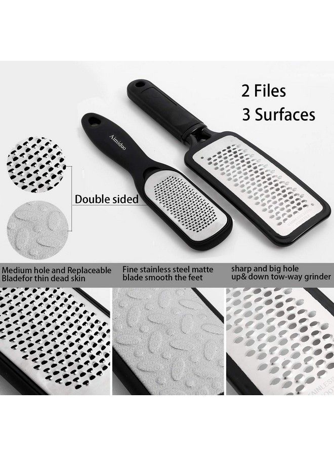 Aimiduo Foot File Callus Removercolossal Foot Rasp And Professional Foot Scrubber Pedicure Kit To Remove Hard Skin For Wet And Dry Feetsurgical Grade Stainless Steel File (Black And Silvery)  - Image 3