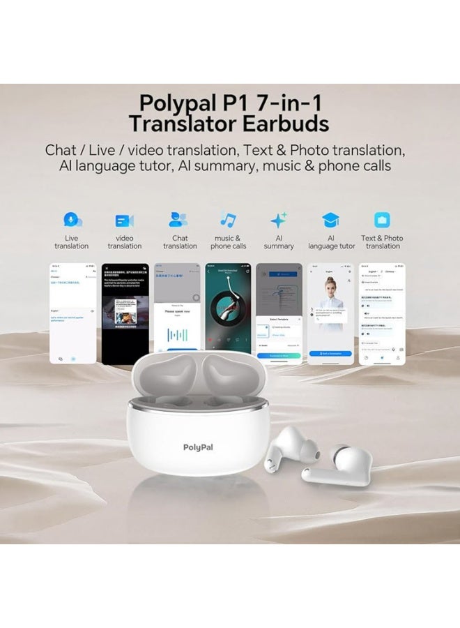 Timekettle Polypal P1 AI Translator Earbuds – 7-in-1 Real-Time Language Translation Device with 138 Languages & Accents, Live Subtitles, AI Summary, ANC Noise Cancellation, Bluetooth 5.3 Wireless Earbuds for Travel & Business - Image 2