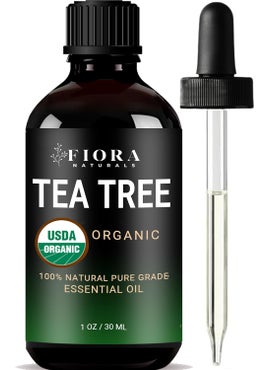 Fiora Naturals Tea Tree Essential Oil by Fiora Naturals- 100% Pure Organic Oil, for Face, Hair, Skin, Acne, Scalp, Foot and Toenails. Melaleuca Alternifolia, 1 oz /30ml 