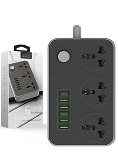 Generic Advanced Anti-Static Power Socket with 6 USB Ports and 3 UK Plugs, Equipped with 3.4A Output, Alongside a 3-Meter Extension Cord for Versatile Use and High Voltage Compatibility  - Image 1