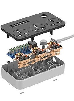 Generic Advanced Anti-Static Power Socket with 6 USB Ports and 3 UK Plugs, Equipped with 3.4A Output, Alongside a 3-Meter Extension Cord for Versatile Use and High Voltage Compatibility  - Image 2