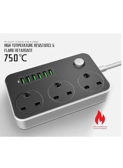 Generic Advanced Anti-Static Power Socket with 6 USB Ports and 3 UK Plugs, Equipped with 3.4A Output, Alongside a 3-Meter Extension Cord for Versatile Use and High Voltage Compatibility  - Image 4