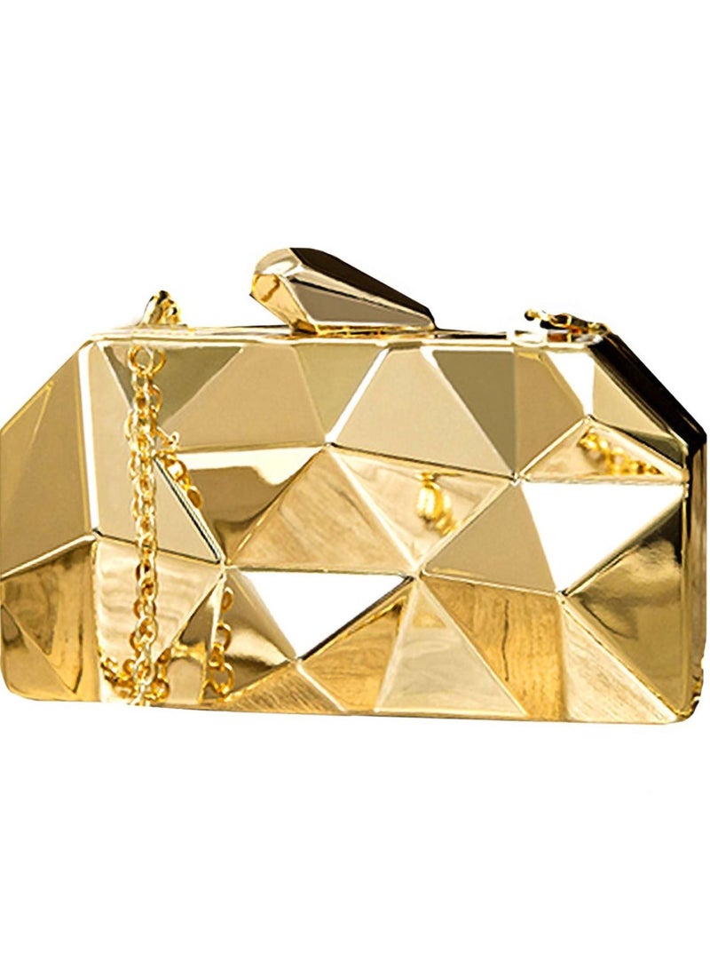 Excefore Women Lattice Pattern Metal Handbag Chain Geometric Evening Clutch Purse  - Image 1