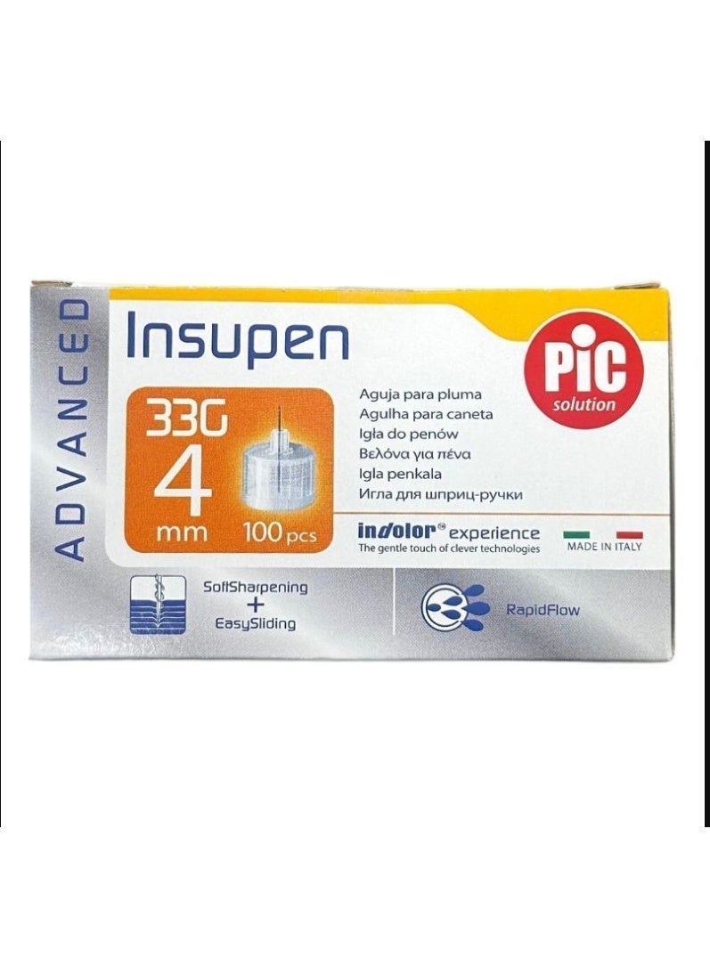 بيك سولوشن إبر أنسولين أصلية أنسوبين أوريجينال33 جرام 4 ملم من بيك سوليوشن، 100 قطعة - Image 1