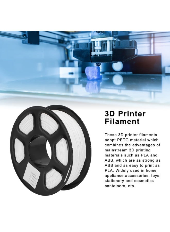 شابية خيوط طابعة ثلاثية الأبعاد PETG، 1.75 مم، الوزن الصافي 1 كجم، مادة تشبه الحجر، درجة حرارة الطباعة 220-255 درجة مئوية، محكمة الغلق بالتفريغ، مادة طباعة ناعمة الجودة، تناسب معظم طابعات FDM ثلاثية الأبعاد - أبيض - Image 4