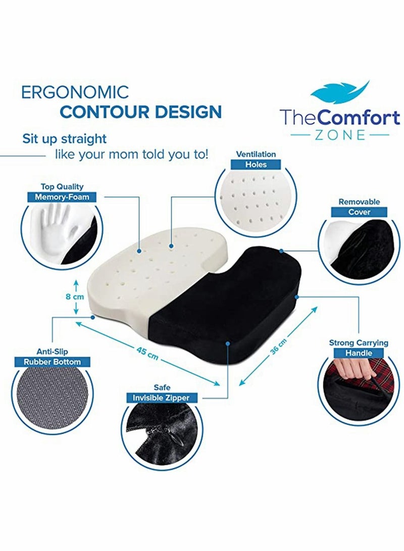 SYOSI Chair Cushions, Back Support Cushion for Office Chair, Seat Cushions, Coccyx Cushion, Office Chair Cushion, Car Seat Pad, Memory Foam Chair Cushion for Sciatica, Hemorrhoid & Back Pain  - Image 5