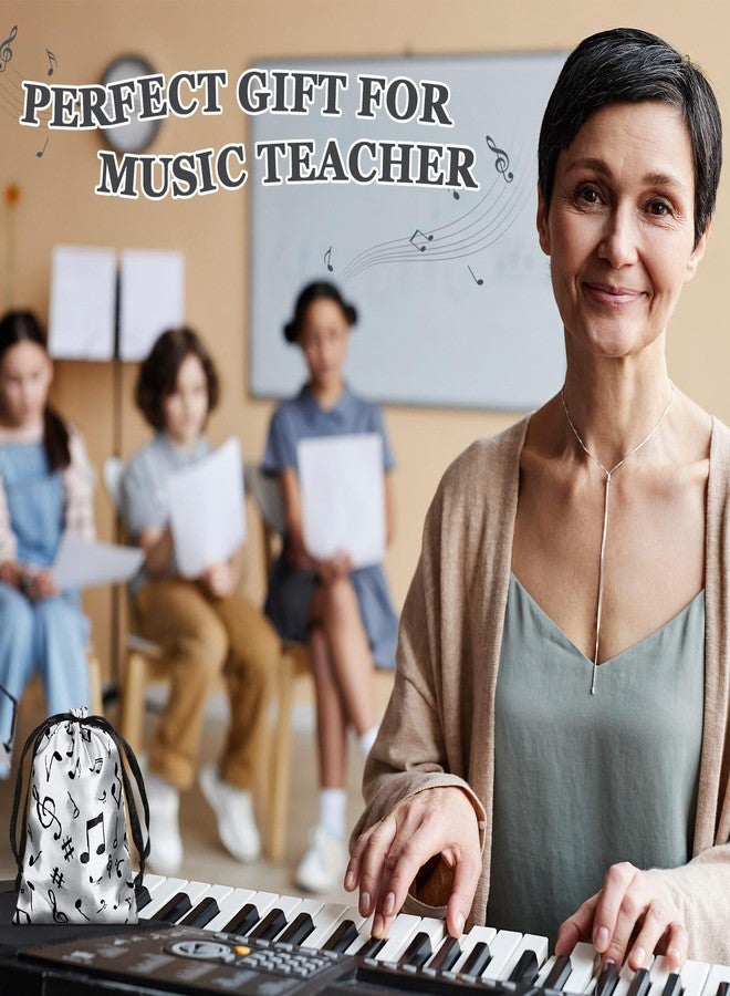 Wesnoy 24 Pcs Music Notes Gift Bags Musical Note Drawstring Treat Bag Music Decorations Party Favor for Musician Gifts Social Media Musical Party Supplies(5 x 7,Black on the Silver - Image 4