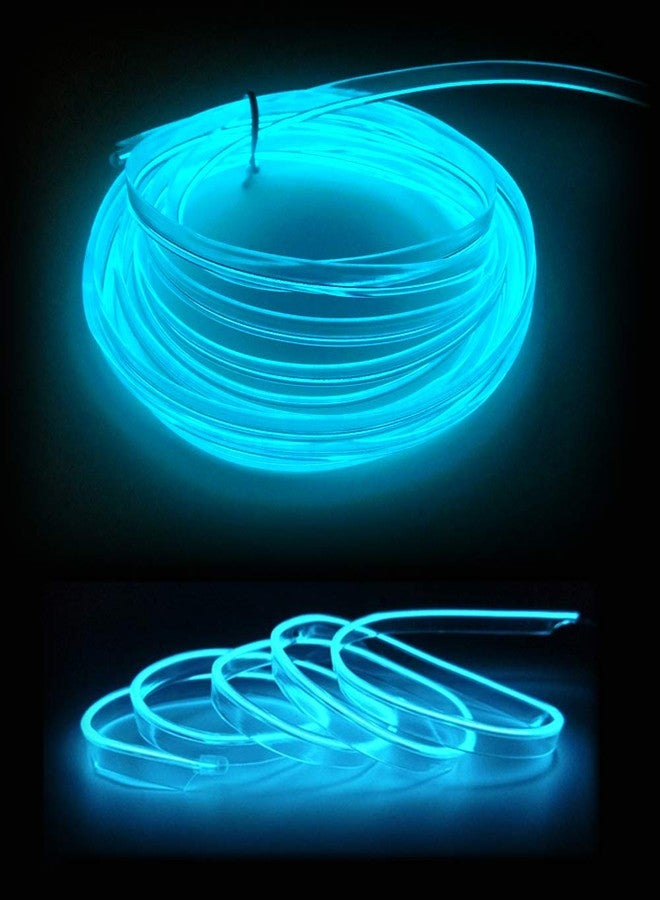 Maxlaxer El Wire Ice Blue Interior Car LED Strip Lights, 5M Neon Wire USB 5V with Fuse Protection for Automotive Interior Decoration, with 6mm Sewing Edge - Image 3