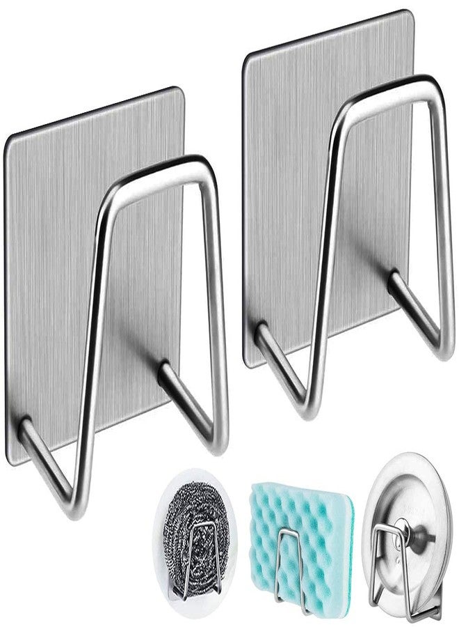 Japak Stainless Steel Adhesive Sponge Holder for Kitchen Sink – Waterproof Caddy Organizer & Rustproof Rack for Scrubber, Sponge & Brush – Space-Saving Kitchen Accessories (Pack of 2) - Image 1