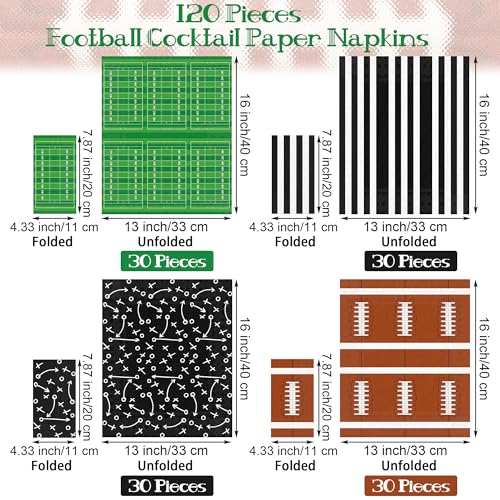 Kochorie 120 Count Football Party Napkins 3Ply Paper Black White 433 x 787 Inch Football Party Decorations - Image 5