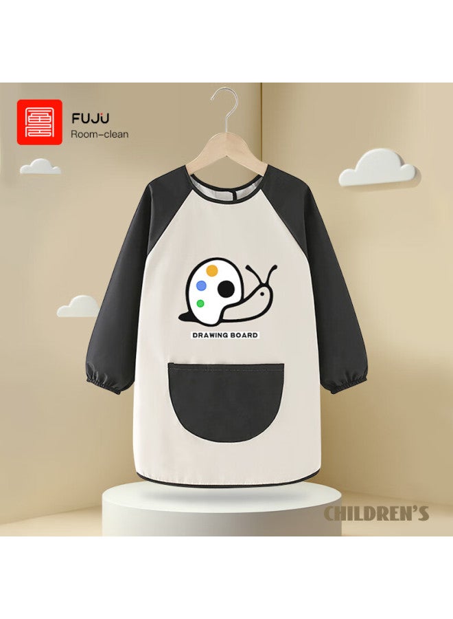 Foojo Children's A, Stain-proof Coverall, Drawing Protection, Anti-dirt, Waterproof, Eating Bib, Size 120, Snail Pattern - Image 1