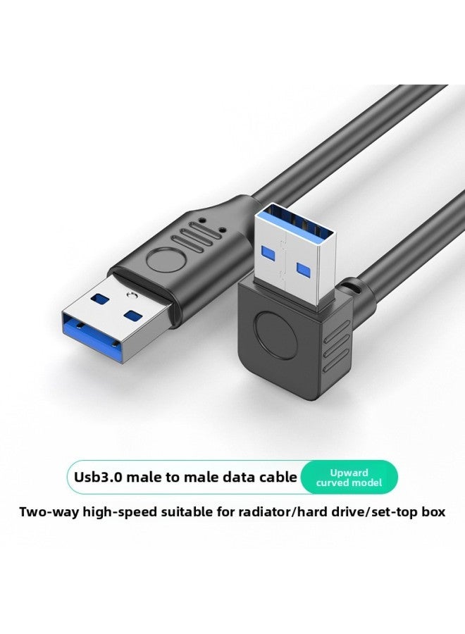 Dual-head USB3.0 Male Data Cable Charging Line Power Cord Male-to-male Extension Line Notebook Radiator USB-Color:【upper Elbow】 Double-head Usb 3.0 High-speed Transmission Model-5m