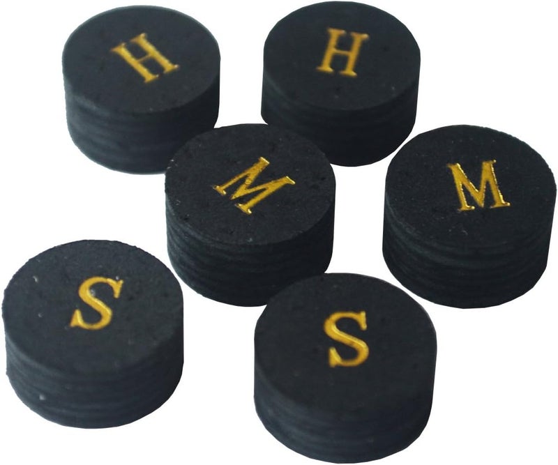 Collapsar 6pcs 14mm Black Multiple Layer Pigskin Pool Cue Tips H M S - Image 1