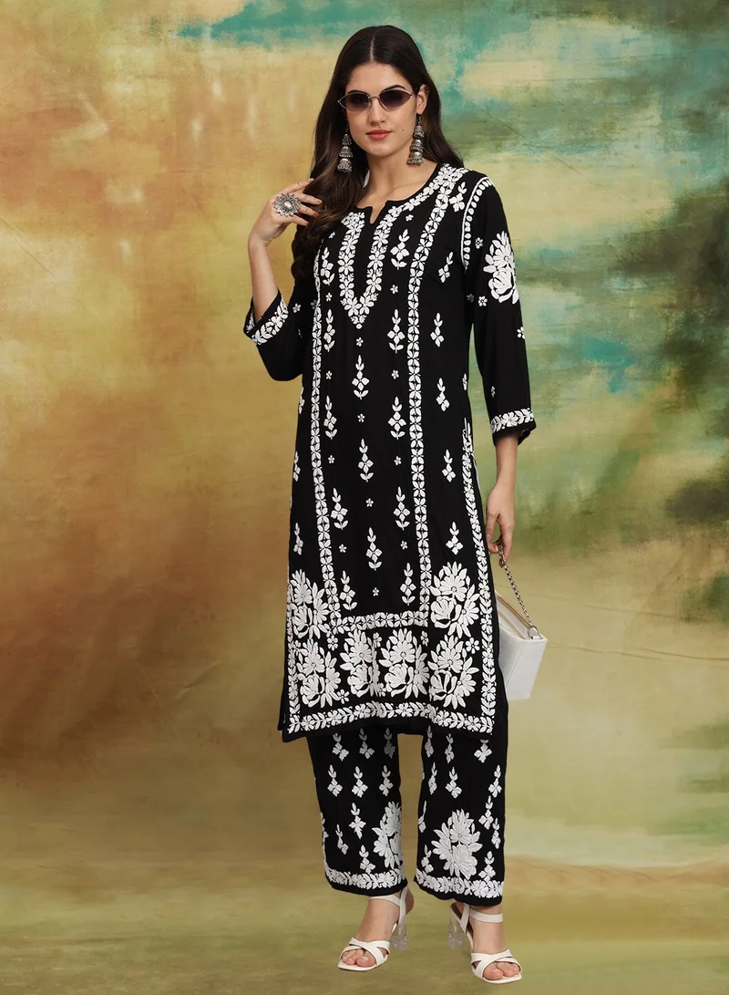 Alaya Women Hand Embroidered Chikankari Modal Kurta set-AL4049KS