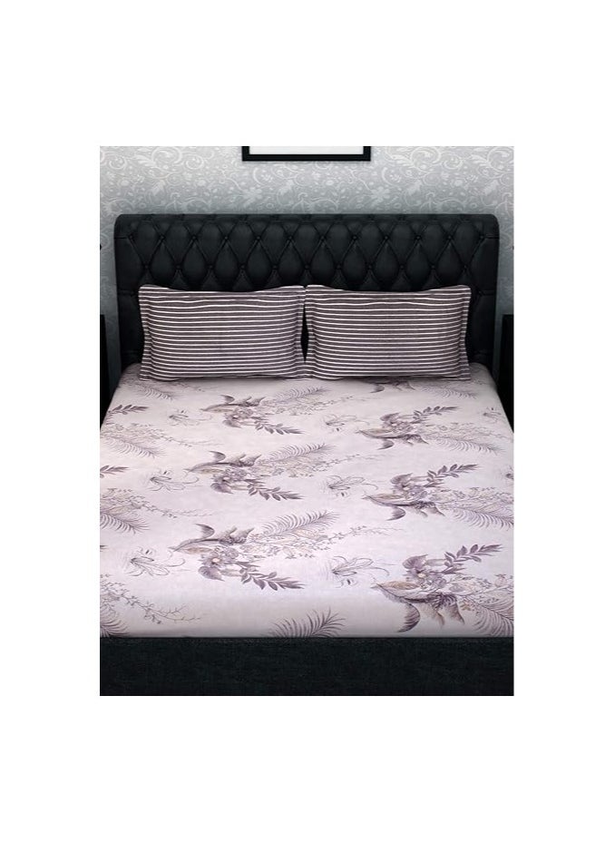 Story at Home Story@Home Leaf Metro Series Elegant Design Bedsheet Set, Purple/White, MT1426  - Image 1