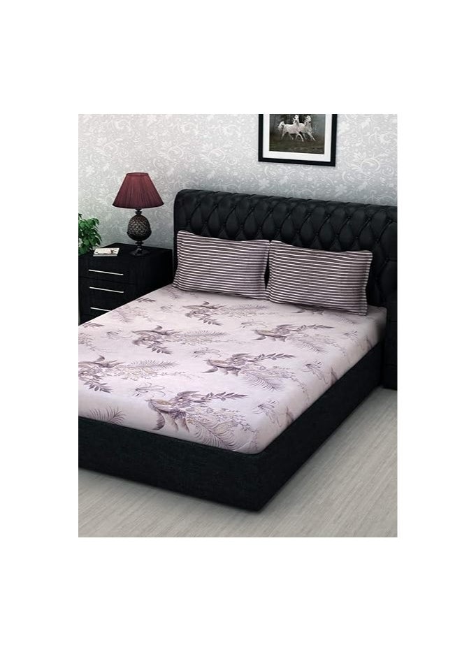 Story at Home Story@Home Leaf Metro Series Elegant Design Bedsheet Set, Purple/White, MT1426  - Image 2