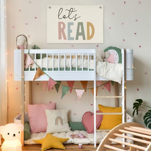 XYDEG Boho Classroom Decor Let's Read Signs for Classroom Reading Corner Wall Decor Wall Sign Nursery Canvas Banner,Library Decor Boho Classroom Kids Reading Bookshelf Decor Flag Banner 30x20 Inch - Image 5