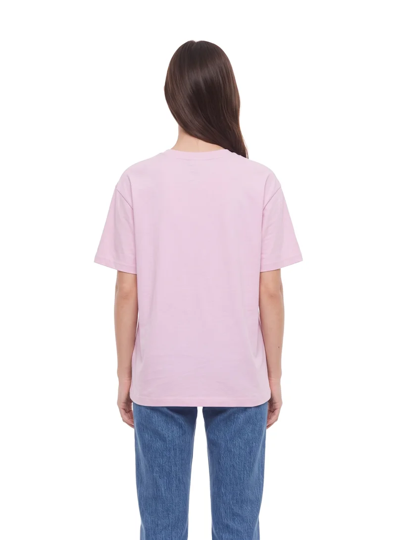 ديزني Disney Minnie Mouse Floral Graphic Women’s Drop Shoulder T-Shirt | Casual Character Print Relaxed Fit Cotton Tee