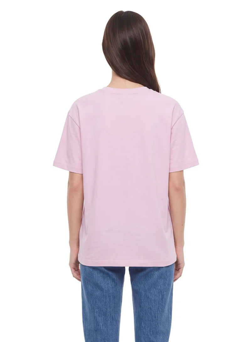 ديزني Disney Minnie Mouse Floral Graphic Women’s Drop Shoulder T-Shirt | Casual Character Print Relaxed Fit Cotton Tee