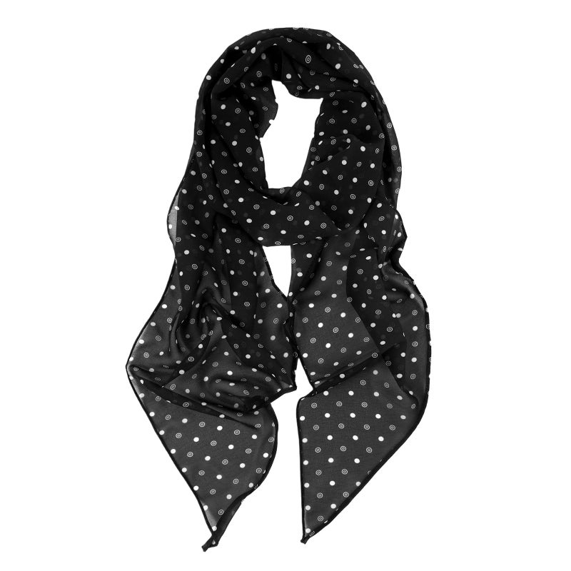 E-Clover Polka Dot Neck Scarf for Women Fashion Head Scarves for Women Lightweight Black Scarf for Handbag Hat - Image 1