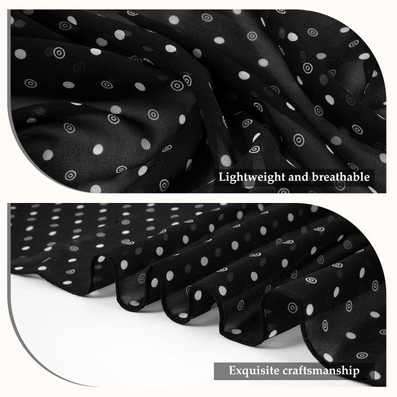E-Clover Polka Dot Neck Scarf for Women Fashion Head Scarves for Women Lightweight Black Scarf for Handbag Hat - Image 3