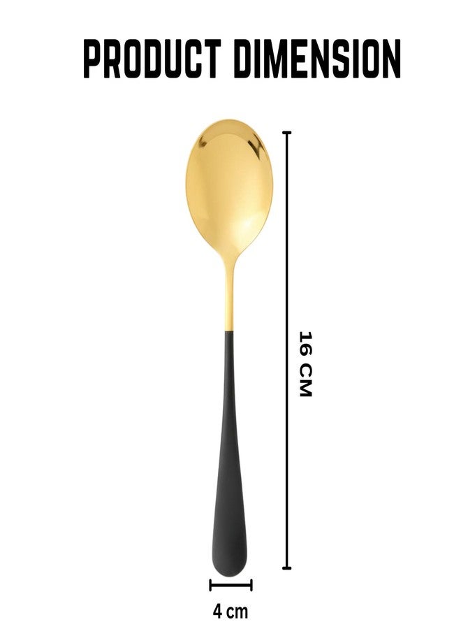 Hian Stainless Steel Soup Spoons, 6.2-Inch Round Head Dinner Spoons with Thick Modern Handle, Heavy-Duty Metal Spoons for Soup, Grain, Dessert, Milk, Tea & Coffee, Set of 6 - Image 2