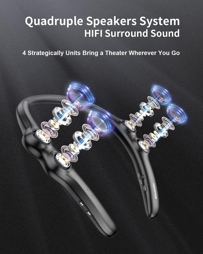 MAKINGTEC Neckband Bluetooth Speakers, Black Wearable Wireless Speake, Personal Sport Speaker, 3D Surround Sound Stereo, for Home&Outdoor - Image 4