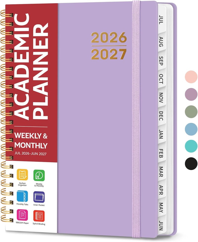 Taja Planner 2026-2027 for Women & Men, Academic Monthly and Weekly Calendar Planner, Jul 2026 - Jun 2027, A5 (6.3" x 8.5"), Teacher Student Planning Book with Tabs, Ideal for Office School Supplies - Image 1