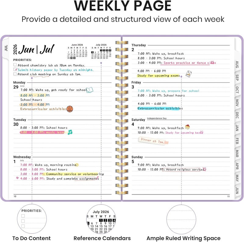 Taja Planner 2026-2027 for Women & Men, Academic Monthly and Weekly Calendar Planner, Jul 2026 - Jun 2027, A5 (6.3" x 8.5"), Teacher Student Planning Book with Tabs, Ideal for Office School Supplies - Image 3