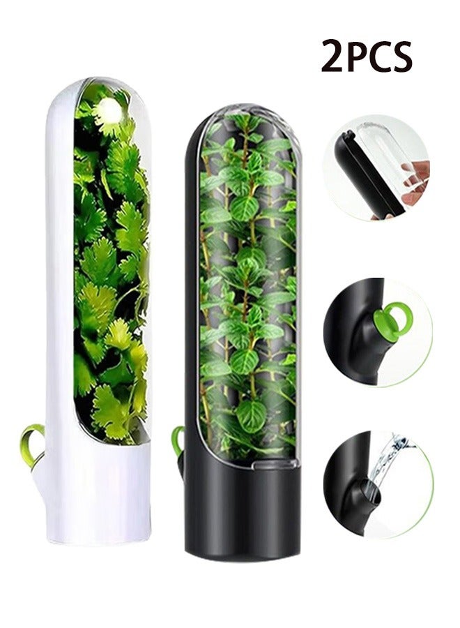 جمورو حافظة أعشاب للثلاجة، حافظة حفظ الأعشاب، زجاجة حفظ الخضروات، حافظة أعشاب طازجة للكزبرة والنعناع والبقدونس، تحافظ على الخضروات طازجة لمدة 2-3 أسابيع - Image 1