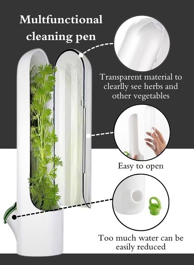 جمورو حافظة أعشاب للثلاجة، حافظة حفظ الأعشاب، زجاجة حفظ الخضروات، حافظة أعشاب طازجة للكزبرة والنعناع والبقدونس، تحافظ على الخضروات طازجة لمدة 2-3 أسابيع - Image 2