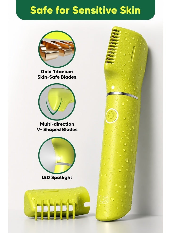 LetsShave Evior Bikini Trimmer for Women | Intimate Area, Pubic Hair & Body Hair Removal Trimmer | Waterproof Cordless Body Groomer | Gold Titanium-Coated Blades | 90 Min Runtime | All Under Trimmer Pro - Image 1