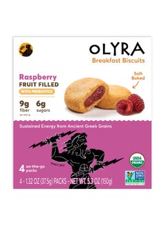 Olyra Olyra, Organic Breakfast Biscuits, Raspberry Filled, 4 Packs, 1.32 oz (37.5 g) Each  - Image 1