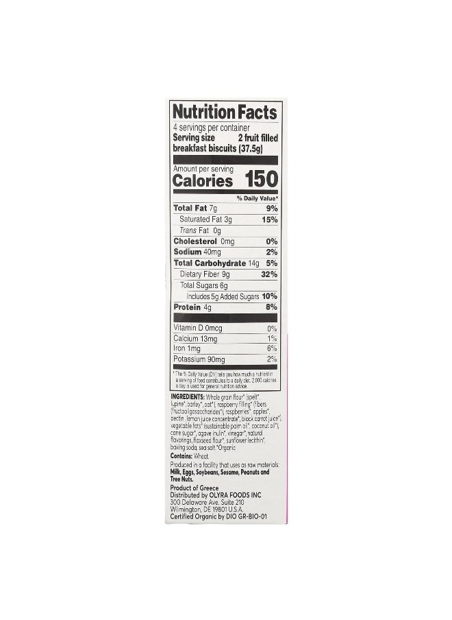 Olyra Olyra, Organic Breakfast Biscuits, Raspberry Filled, 4 Packs, 1.32 oz (37.5 g) Each  - Image 2