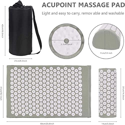 DIALDRCARE Pain Relief Acupressure Exercise Mat Handheld Massager With Pillow Massage Set for Back, Neck, Headaches Muscle Relaxation(25 X 16X1-Grey) - Image 3