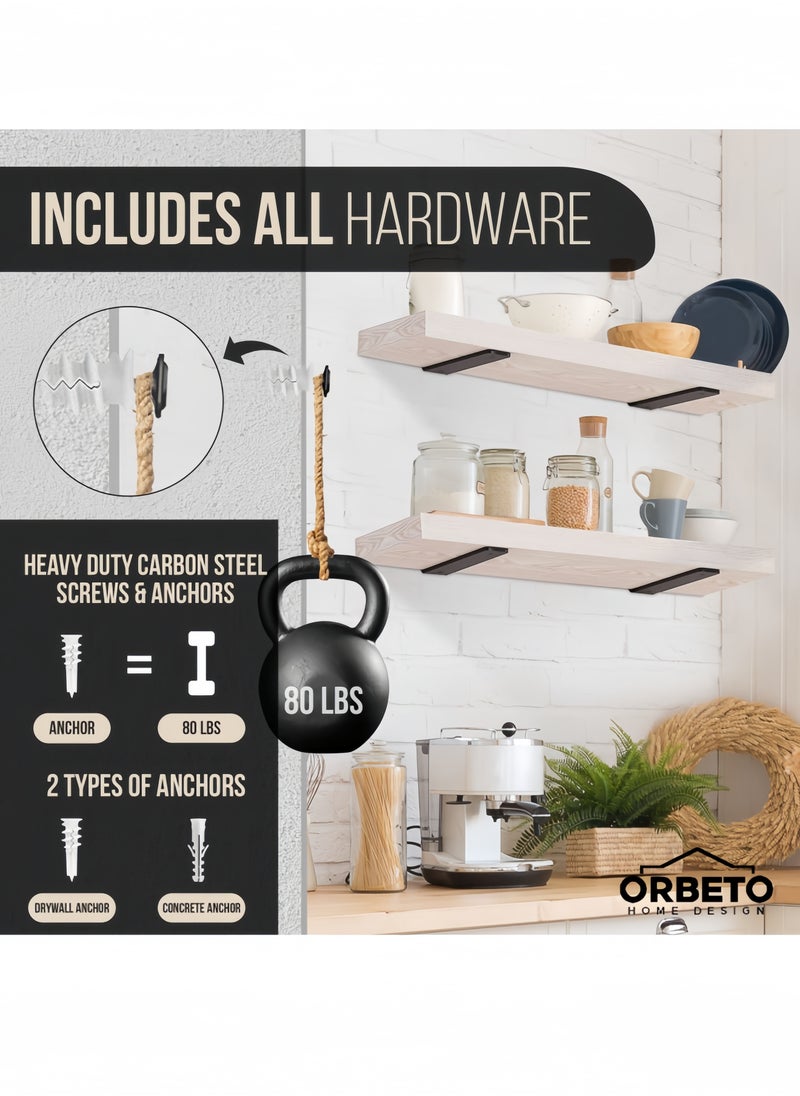 nihao - 4 Pack Shelf Brackets  8 Inch Floating Shelf Bracket 1/5 inch Thick Heavy Duty Hidden Shelf Brackets Iron Metal Brackets for Shelf Support with Screw Included 20cm - Image 1