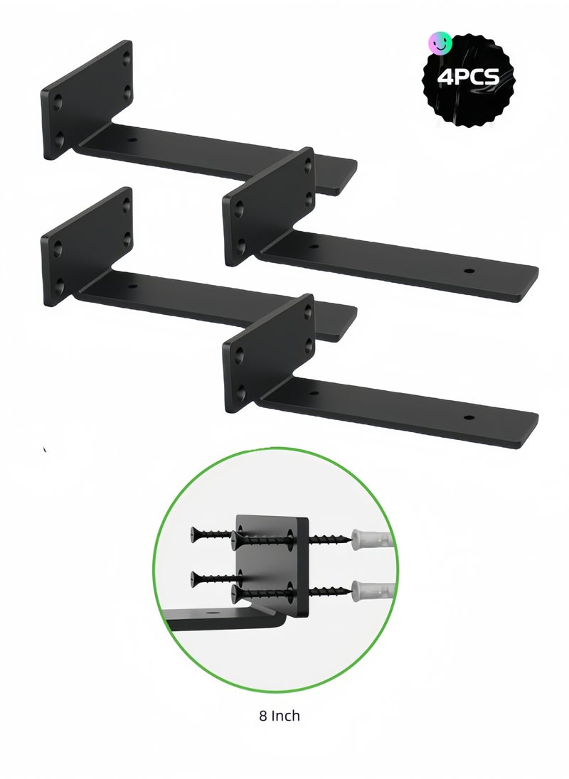 nihao - 4 Pack Shelf Brackets  8 Inch Floating Shelf Bracket 1/5 inch Thick Heavy Duty Hidden Shelf Brackets Iron Metal Brackets for Shelf Support with Screw Included 20cm - Image 1