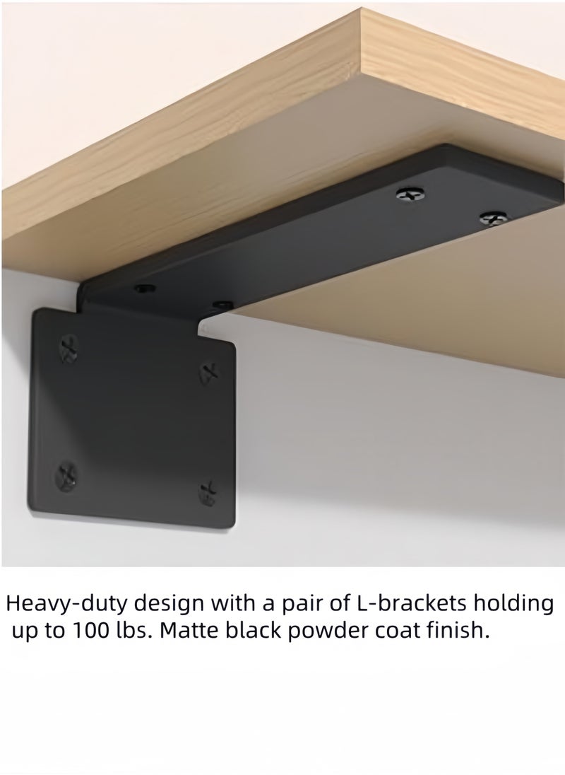 nihao - 4 Pack Shelf Brackets  8 Inch Floating Shelf Bracket 1/5 inch Thick Heavy Duty Hidden Shelf Brackets Iron Metal Brackets for Shelf Support with Screw Included 20cm - Image 1