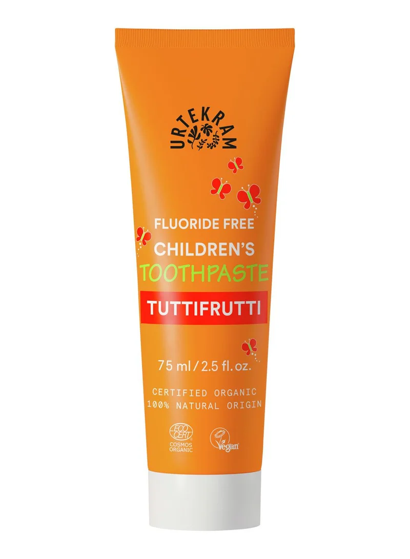 Urtekram Urtekram Children's Toothpaste Tuttifrutti, 75ml - Fluoride-Free, 100% Organic, Vegan, Natural Ingredients, Gentle Oral Care