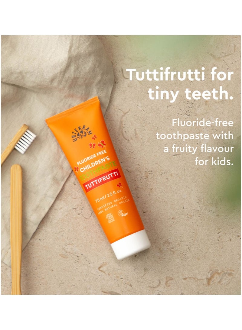 Urtekram Children's Toothpaste Tuttifrutti, 75ml - Fluoride-Free, 100% Organic, Vegan, Natural Ingredients, Gentle Oral Care - Image 2