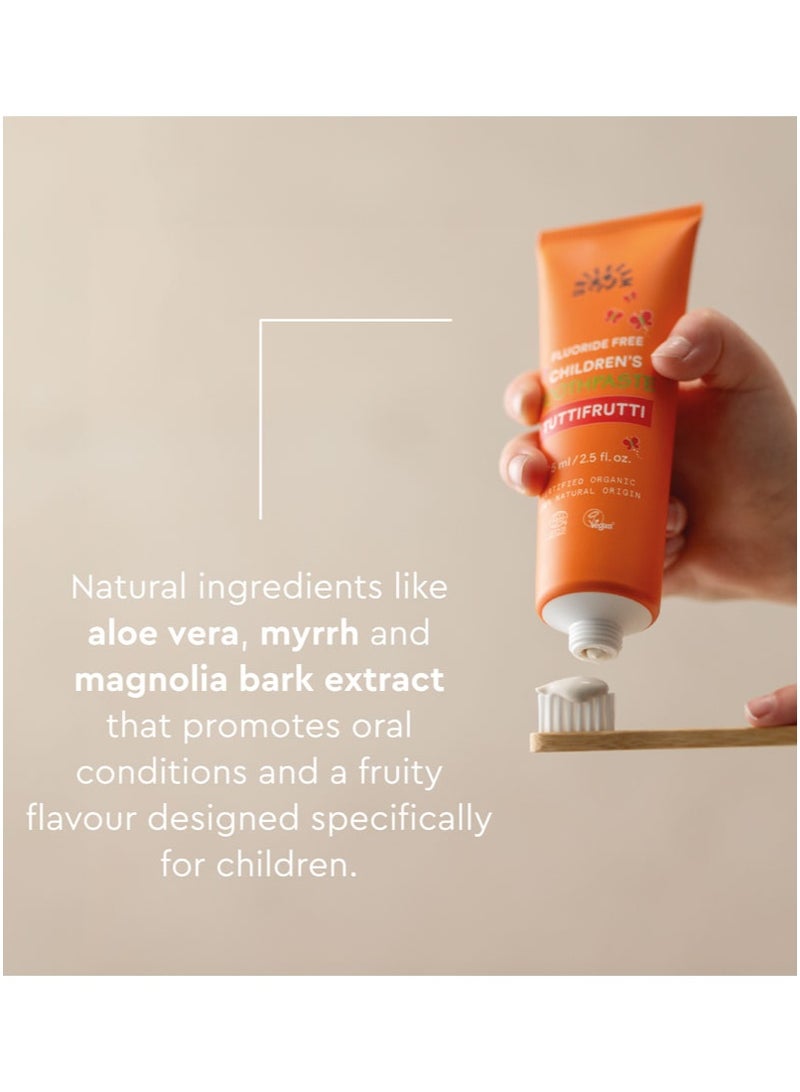 Urtekram Children's Toothpaste Tuttifrutti, 75ml - Fluoride-Free, 100% Organic, Vegan, Natural Ingredients, Gentle Oral Care - Image 4