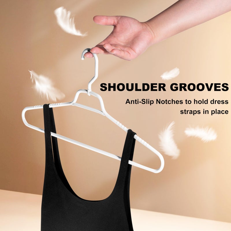 Quality Hangers Heavy Duty White Plastic Hangers 40-Pack with Swivel Hook | 7mm Thick Non Slip Coat Hangers with Accessory Bar | Ideal Clothes Hangers Plastic for Everyday Use | 17 Inches (40, White) - Image 3
