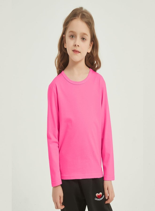 Phedrew 5-Pack Girls' Long Sleeve Shirts Kids Basic Long Sleeve Tees Toddlers' Crew Neck Soft Fall Tops - Image 3