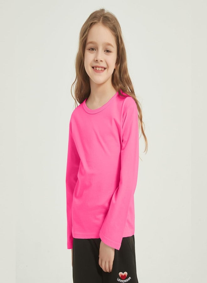 Phedrew 5-Pack Girls' Long Sleeve Shirts Kids Basic Long Sleeve Tees Toddlers' Crew Neck Soft Fall Tops - Image 2