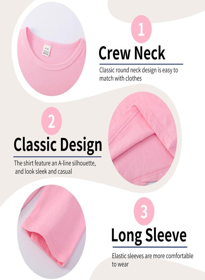 Phedrew 5-Pack Girls' Long Sleeve Shirts Kids Basic Long Sleeve Tees Toddlers' Crew Neck Soft Fall Tops - Image 5